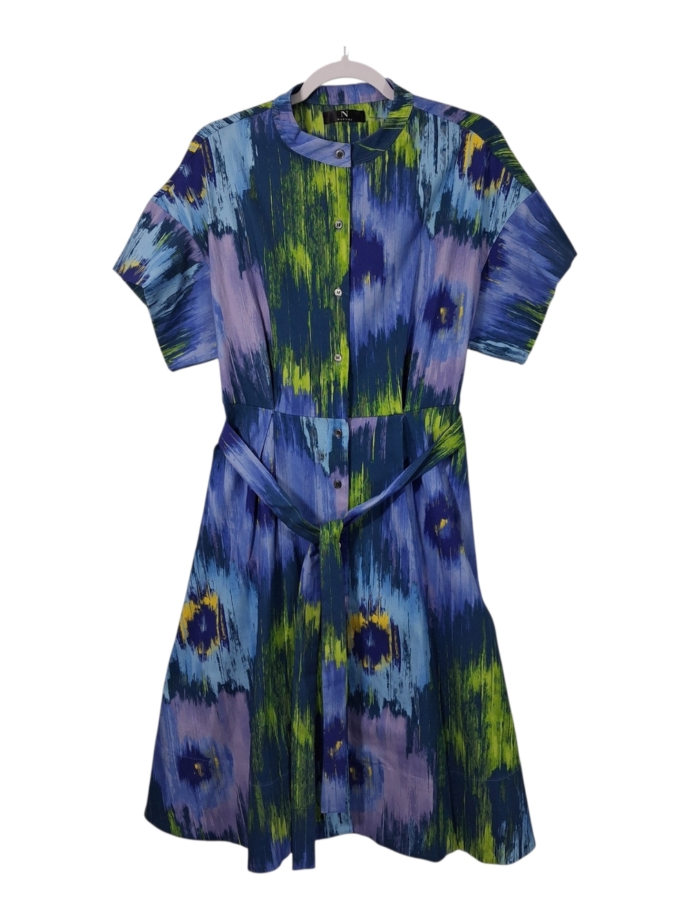 Natori Floral Madarin Shirt Dress Size M Multicolor Button Front.